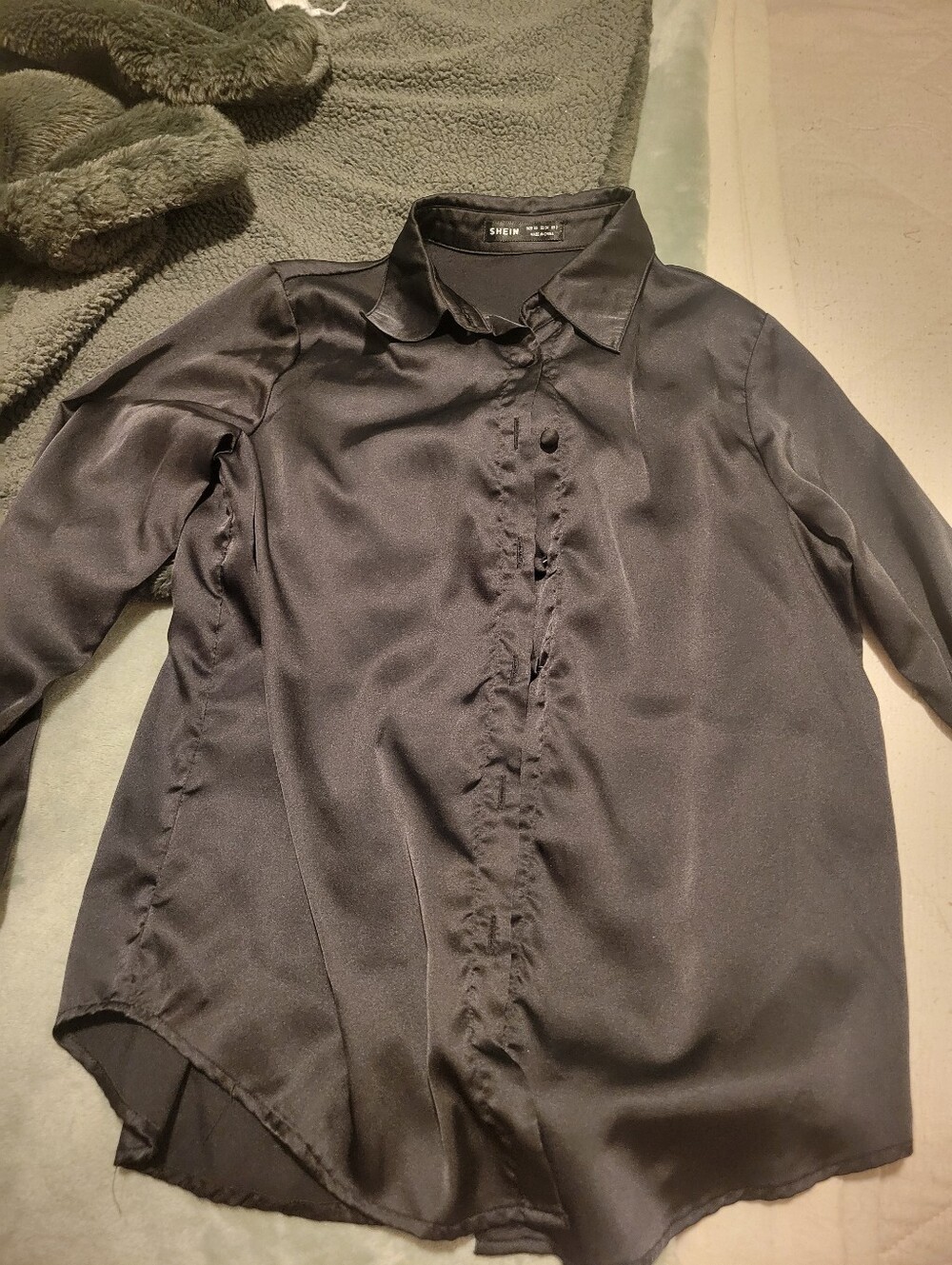 SHEIN Satin Button-Down Blouse
